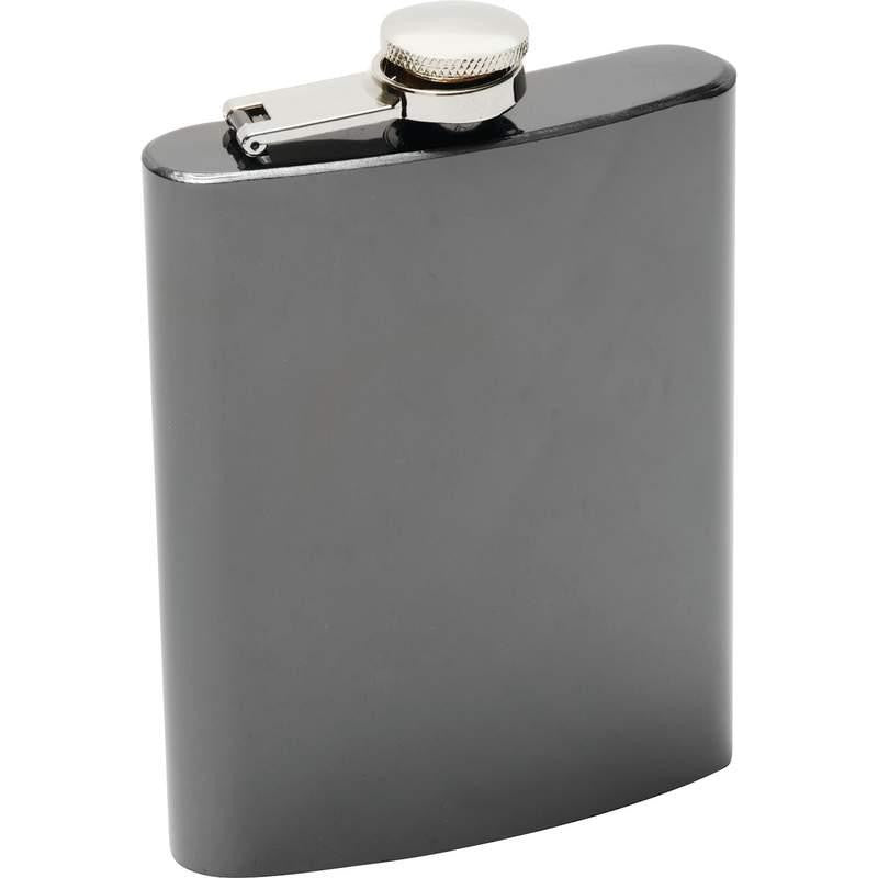 Maxam 8oz Black Chrome Stainless Steel Flask