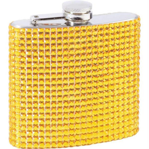 Maxam 6oz Stainless Steel Flask With Gold Diamond Pattern Wrap