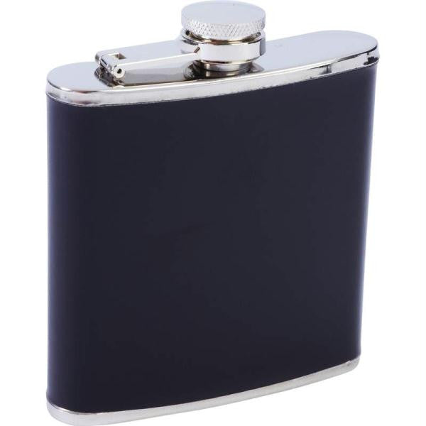 Maxam 6oz Stainless Steel Flask With Black Wrap