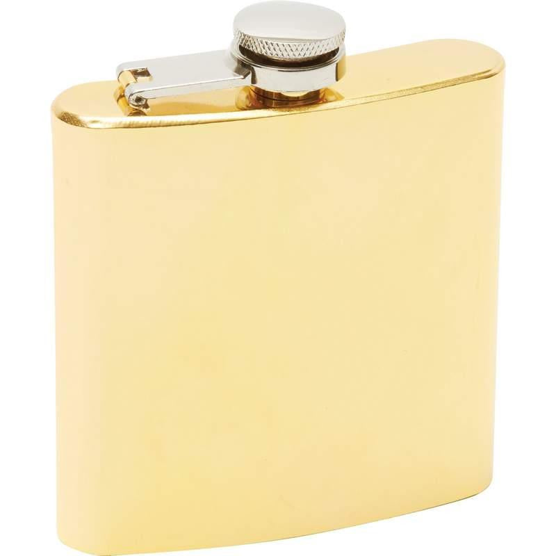 Maxam 6oz Gold-tone Plated Stainless Steel Flask