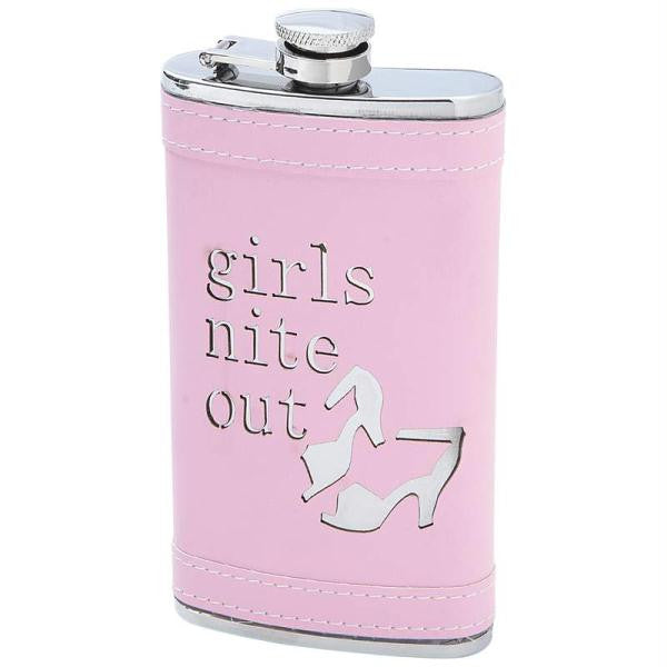 Maxam 6oz Stainless Steel Flask With Pink Wrap