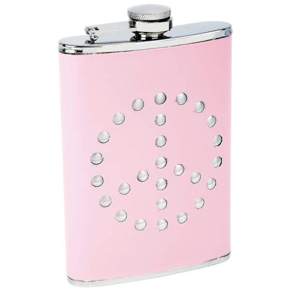 Maxam 8oz Stainless Steel Flask With Pink Wrap