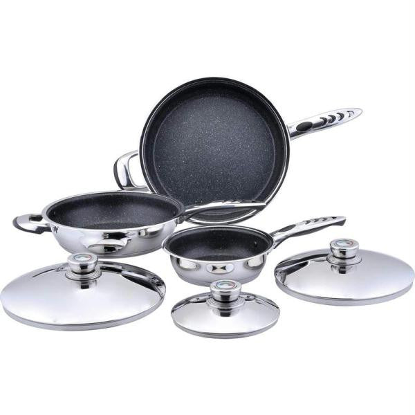 Precise Heat 6pc High-quality, Heavy-gauge Stainless Steel Non-stick Skillet Set- Stick, Ss Skillet Set