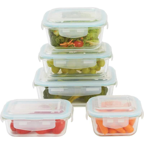 Lacuisine 10pc Locking, Glass Storage Container Set