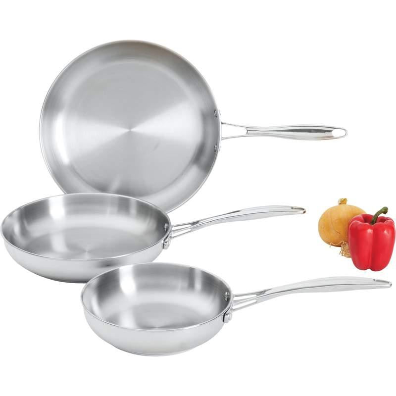 Maxam 3pc T304 Stainless Steel Frypan Set