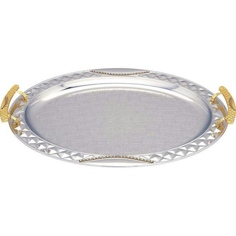 Sterlingcraft Oval Serving Tray With Gold-tone Handles