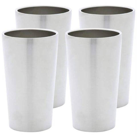 Maxam Stainless Steel 4pc Double Wall 13oz Tumbler Set- Wall Ss Tumbler