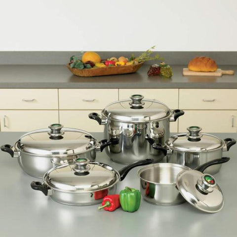 Healthsmart 10pc 12-element "waterless" T304 Stainless Steel Cookware Set With Thermo Control Knobs