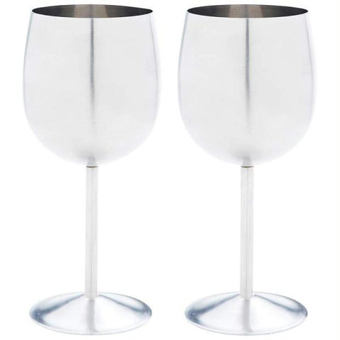 T304 Stainless Steel 2pc Wine Goblet Set