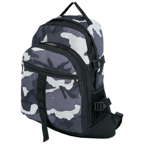 Extreme Pak Black And Gray Urban Camouflage Backpack