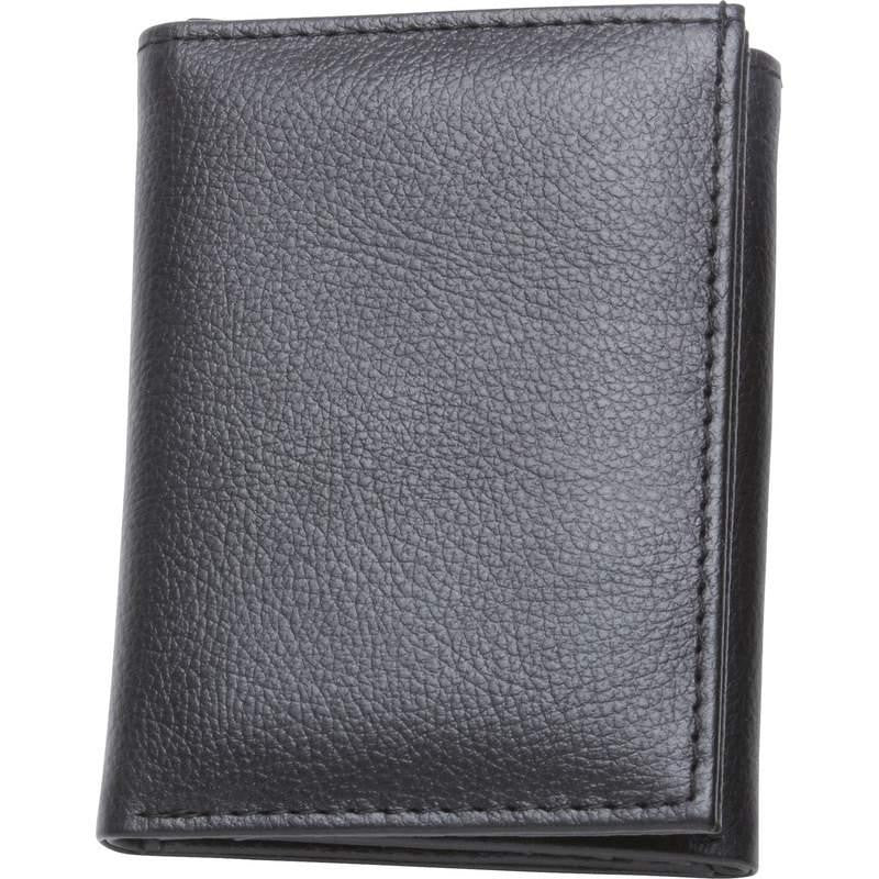 Embassy Mens Solid Genuine Buffalo Leather Tri-fold Wallet