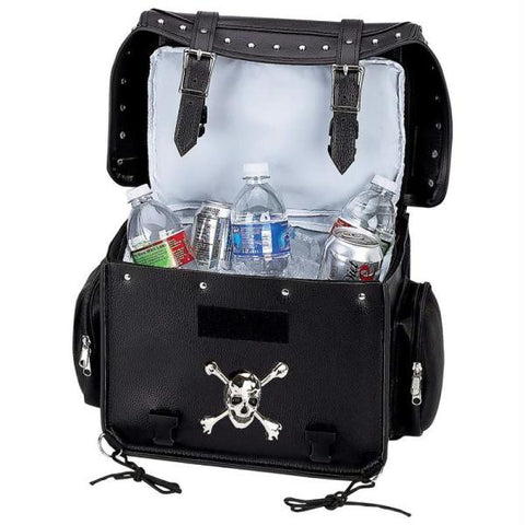 Diamond Plate Motorcycle Trunk-cooler Bag With Skull Medallion