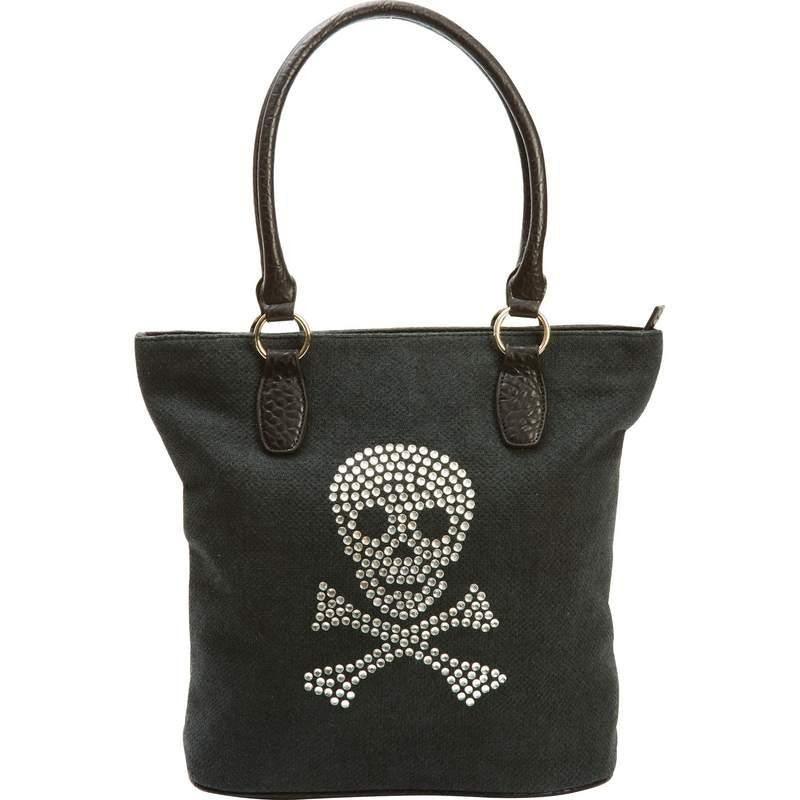 Fleur De Lune Handbag With Rhinestone Skull