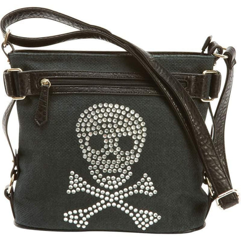 Fleur De Lune Handbag With Rhinestone Skull