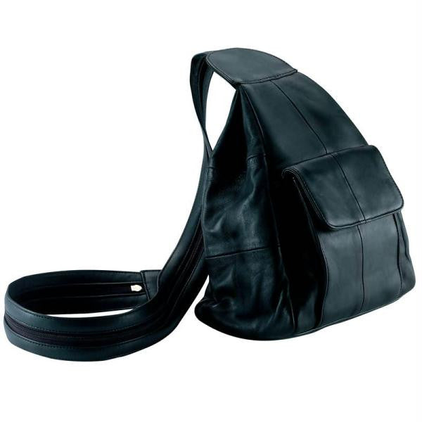 Embassy Solid Genuine Lambskin Leather Hobo Sling-backpack Purse