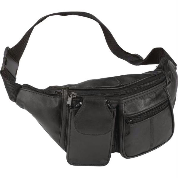 Embassy Solid Genuine Lambskin Leather 6-pocket Waist Bag