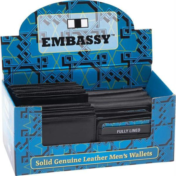 Embassy 16pc Genuine Leather Mens Wallets In Countertop Display