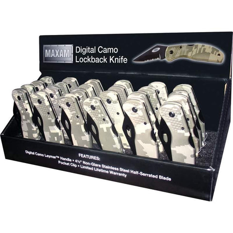 Maxam 24pc Digital Camo Lockback Knives In Countertop Display