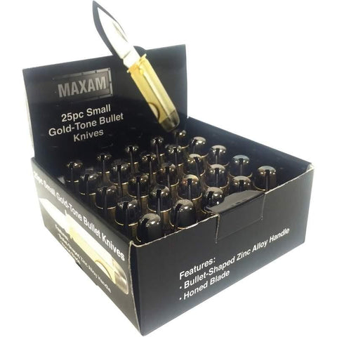 Maxam 25pc Small Gold-tone Bullet Knives In Countertop Display