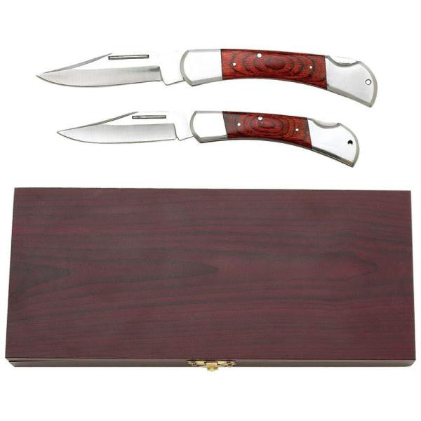 Maxam 3pc Lockback Knife Set In Wood Box