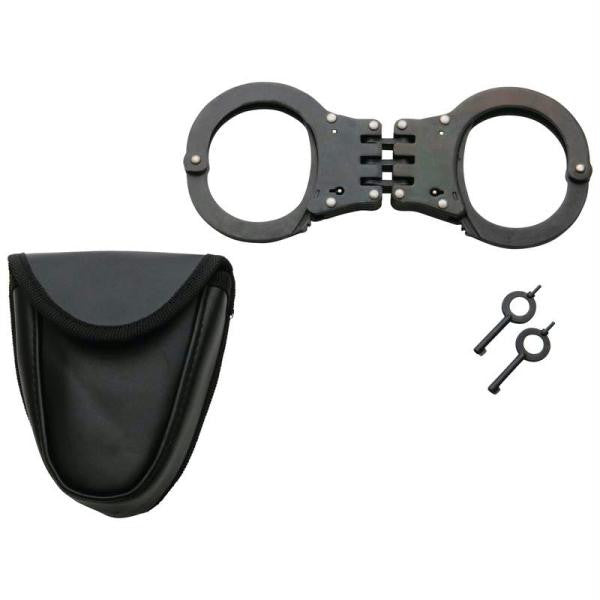 Maxam Hinged Steel Handcuffs With Pouch