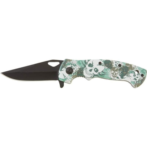 Maxam Liner Lock Knife With Skull Camo