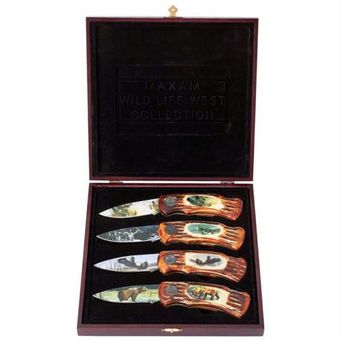 Maxam 5pc Wildlife Lockback Knife Set