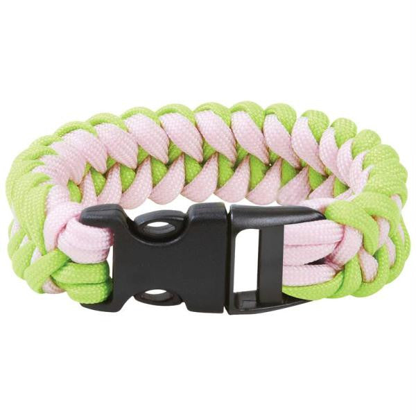 Maxam 8" Fluorescent Green And Pink Paracord Bracelet