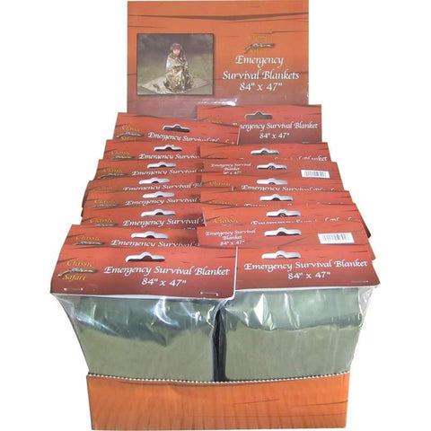 Classic Safari 24pc Emergency Survival Blankets In Countertop Display