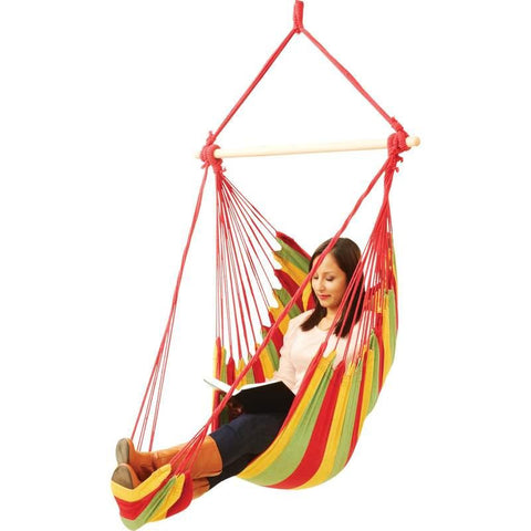 Club Fun Hanging Rope Chair With Foot Rest